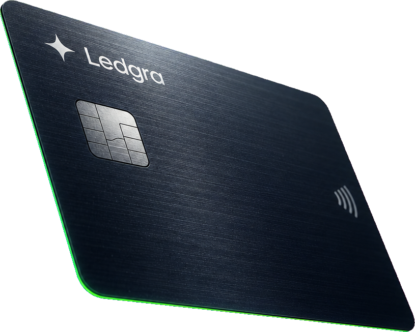 Ledgra metal card at an angle