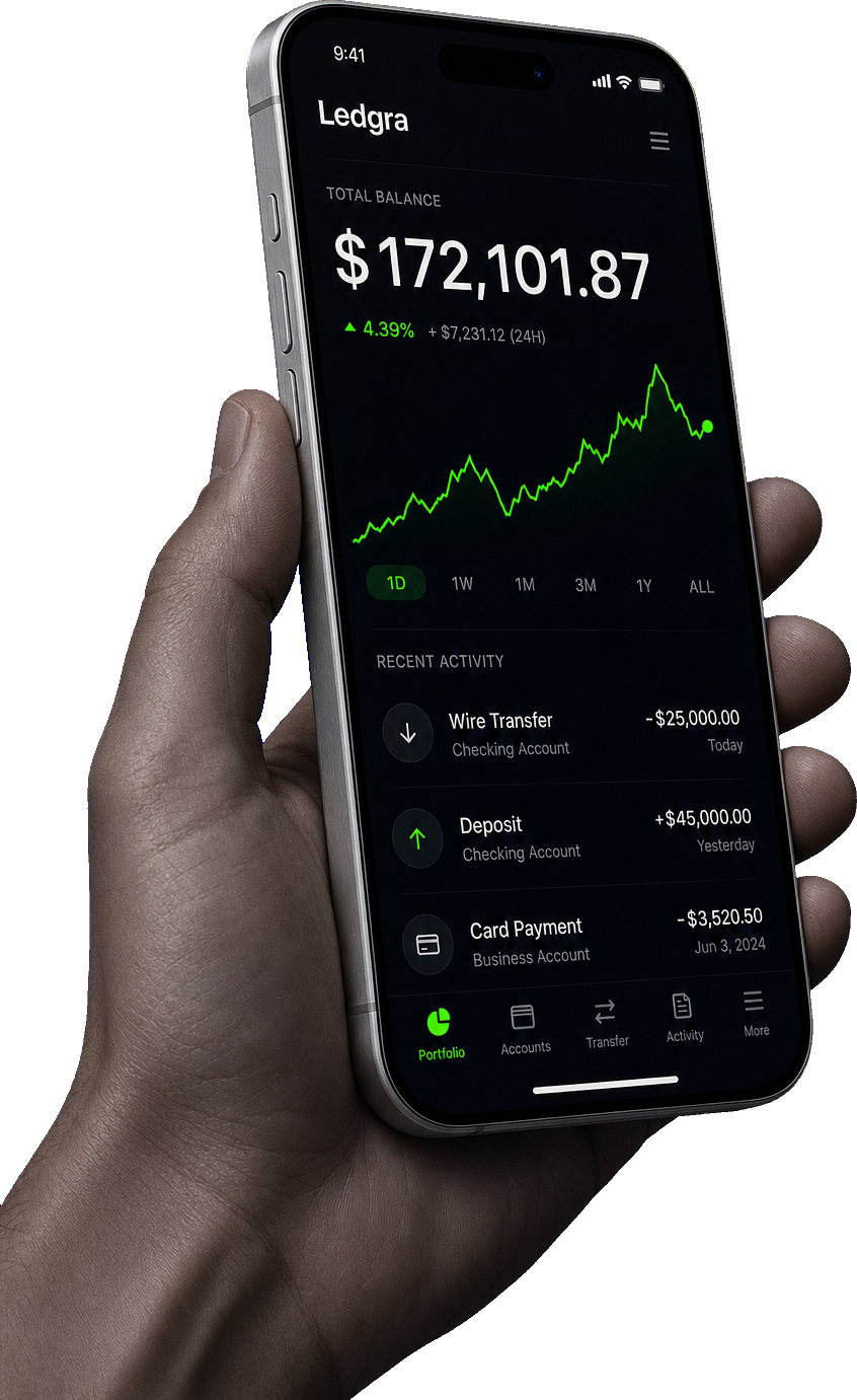 Ledgra home balance on iPhone